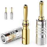 deleyCON 4 Stück Bananenstecker als Set - Vergoldet Schraubbar für Lautsprecherkabel 0,75 mm - 4,5 mm & z.B. HiFi Receiver - Silber